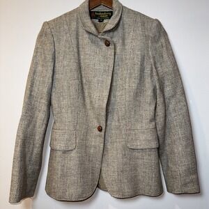 Vtg Londonderry Peabody Blazer Womens 5/6 Brown Wool Tweed Jacket 90s Button EUC